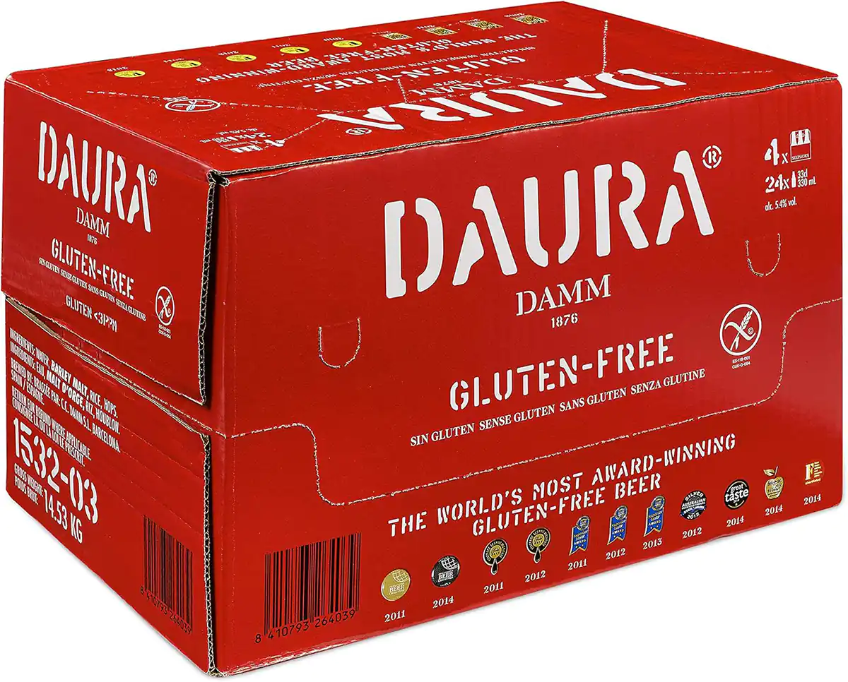 Caja de 24 botellas de 33 cl de cerveza Damm sin gluten